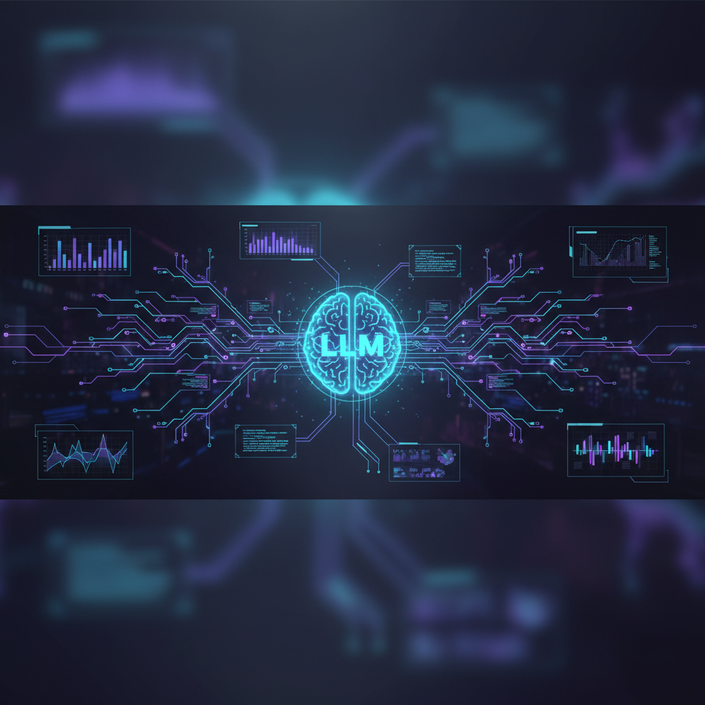 Ilustração técnica representando tecnologia relacionado a LLMs e IA: Guia Prático para Automação com LangCha