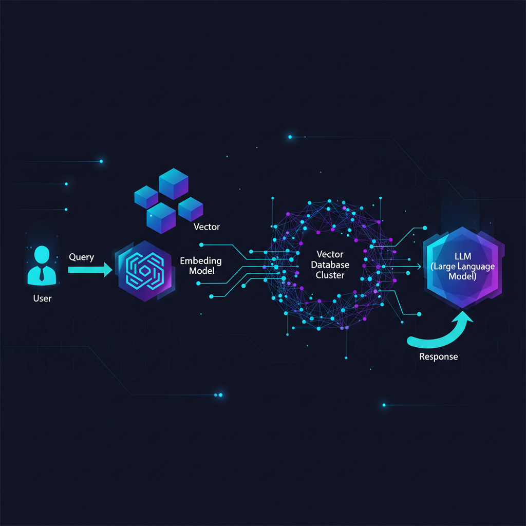 Ilustração técnica representando tecnologia relacionado a Vector Databases: O Guia Essencial para IA Moderna incluindo RAG