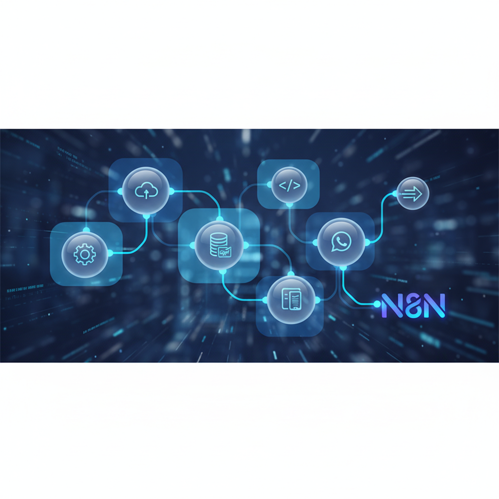 Ilustração técnica representando tecnologia relacionado a N8N: O Poder da Automação Visual para Integrar Sis