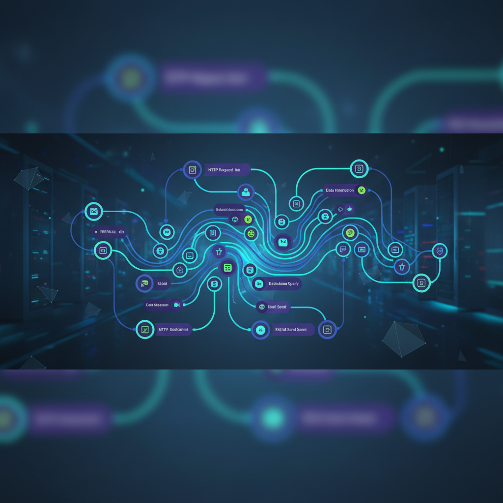 Ilustração técnica representando tecnologia relacionado a Domine o N8N: Automação sem Limites com Workflows