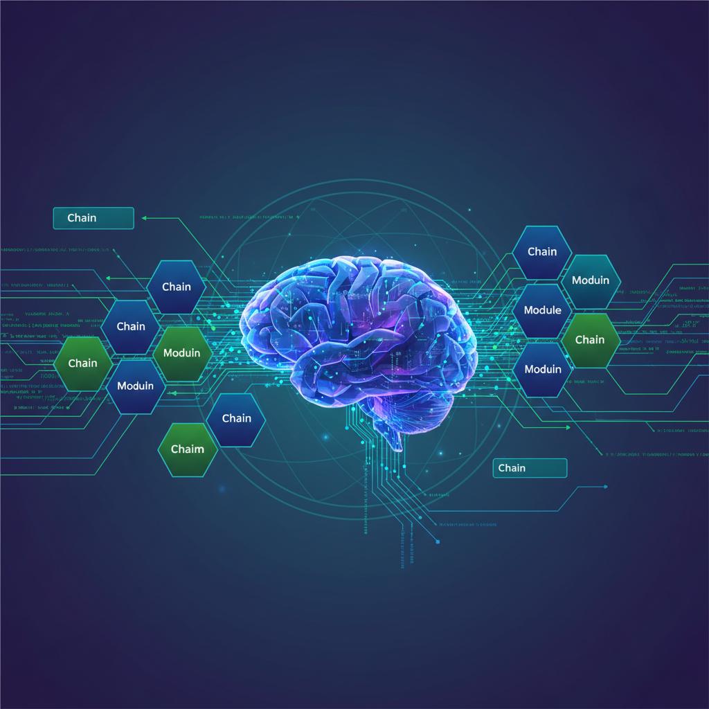 Ilustração técnica representando tecnologia relacionado a Dominando LLMs: Automação com LangChain e OpenAI