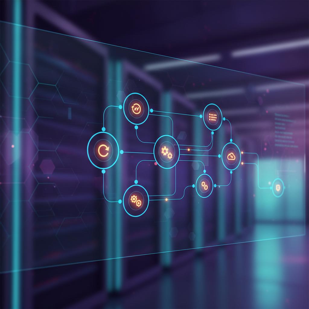 Ilustração técnica representando tecnologia relacionado a N8N: Automação Sem Limites para Sua Infraestrutura
