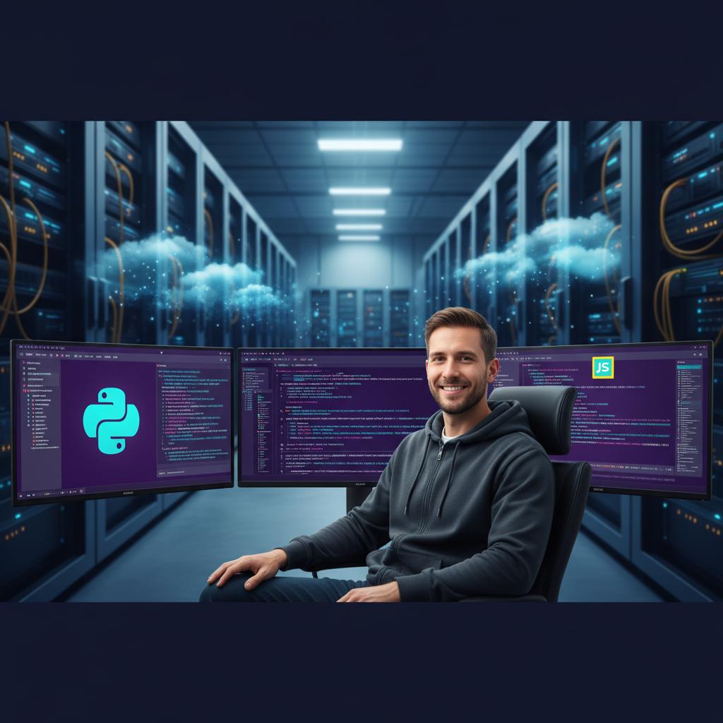 Ilustração técnica representando tecnologia relacionado a Dominando a Programação: Python, JS e Boas Prática