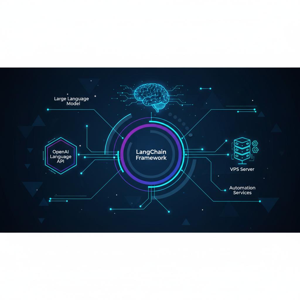Ilustração técnica representando tecnologia relacionado a Dominando LLMs: De OpenAI a LangChain na Prática