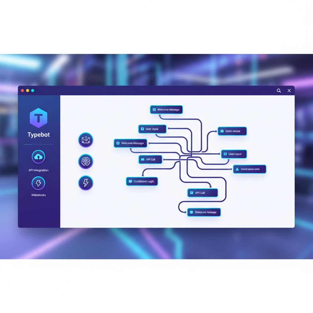 Ilustração técnica representando tecnologia relacionado a Typebot: Otimize Conversação e Leads com a Platafo incluindo Cha...