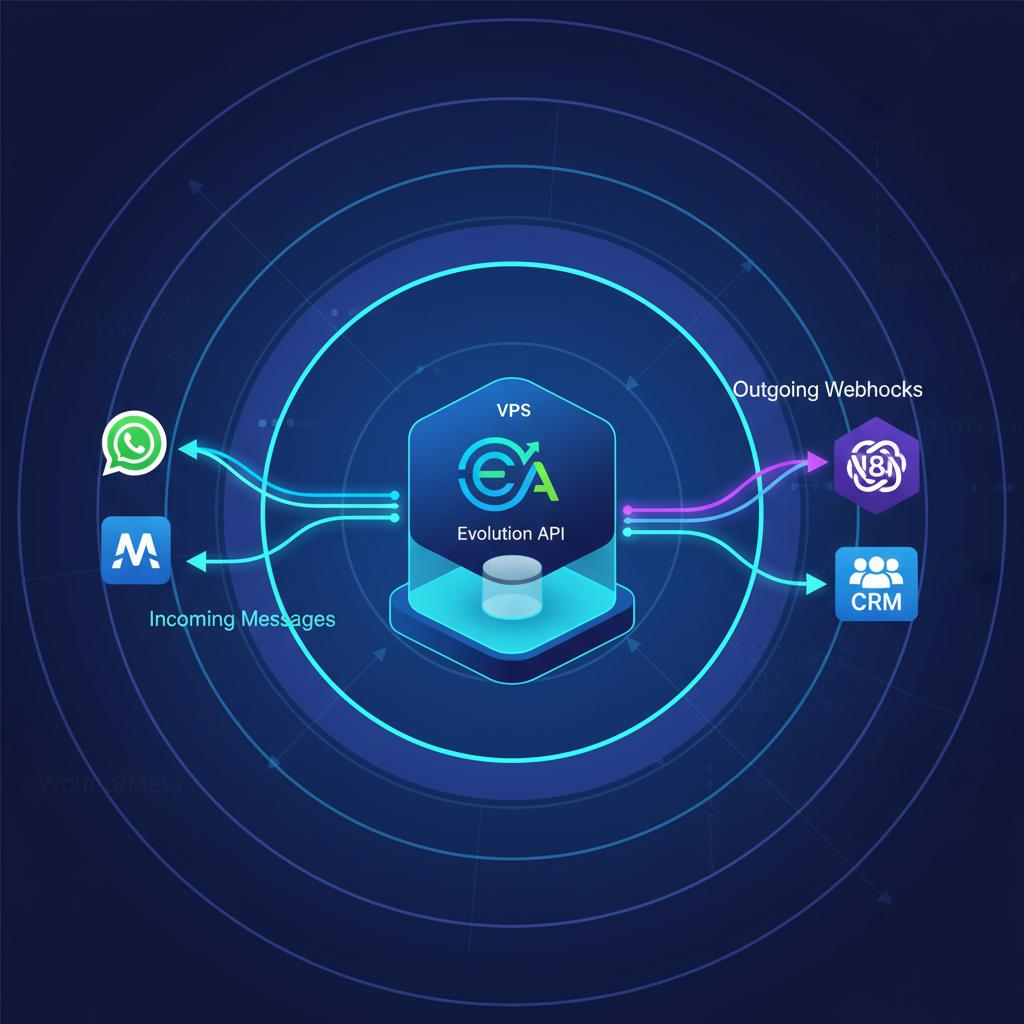 Ilustração técnica representando tecnologia relacionado a Evolution API: Guia Completo para WhatsApp API Pro