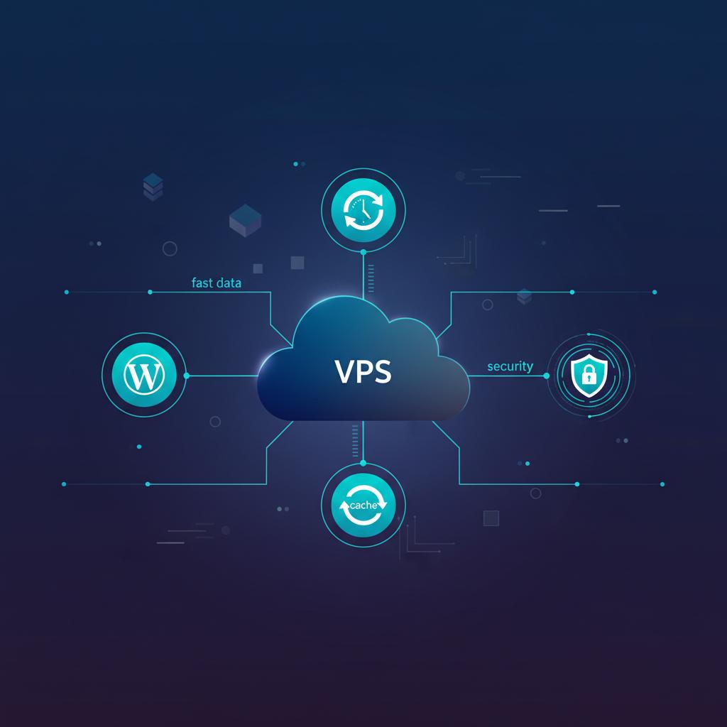 Ilustração técnica representando tecnologia relacionado a WordPress: Guia Completo de Infraestrutura e Otimi incluindo VPS