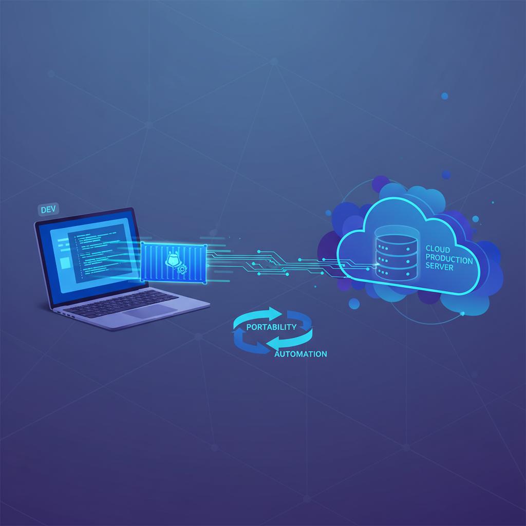 Ilustração técnica representando tecnologia relacionado a Docker: Guia Completo para Containers e DevOps