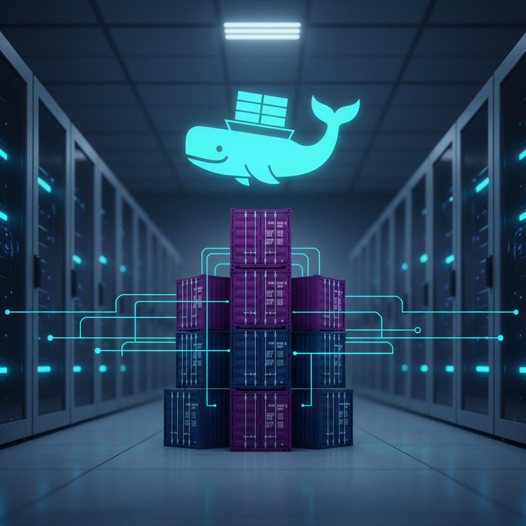 Ilustração técnica representando tecnologia relacionado a Docker: Guia Completo para Containers e DevOps