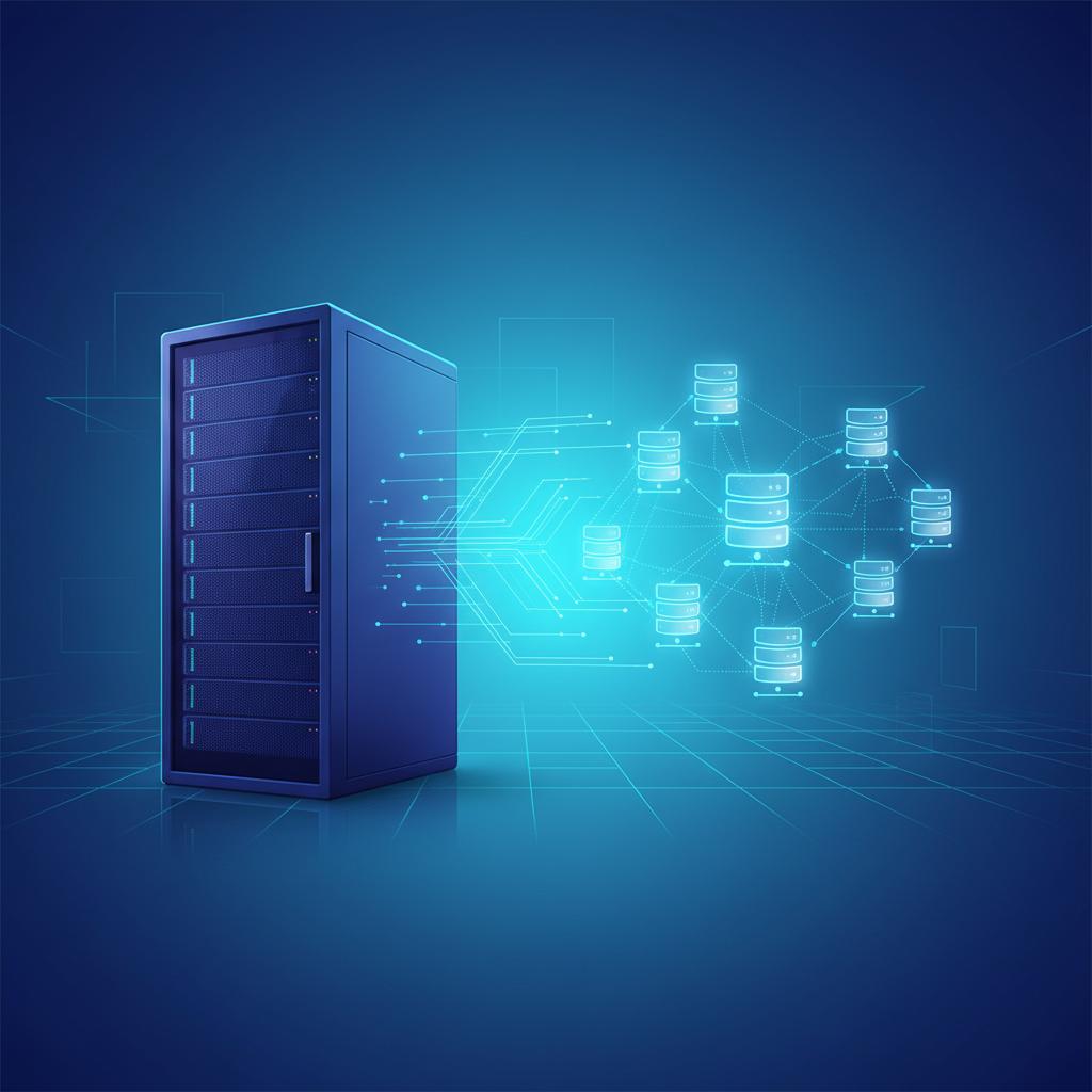 Ilustração técnica representando tecnologia relacionado a VPS: O Segredo para Hospedagem Escalável e Control incluindo Ser...