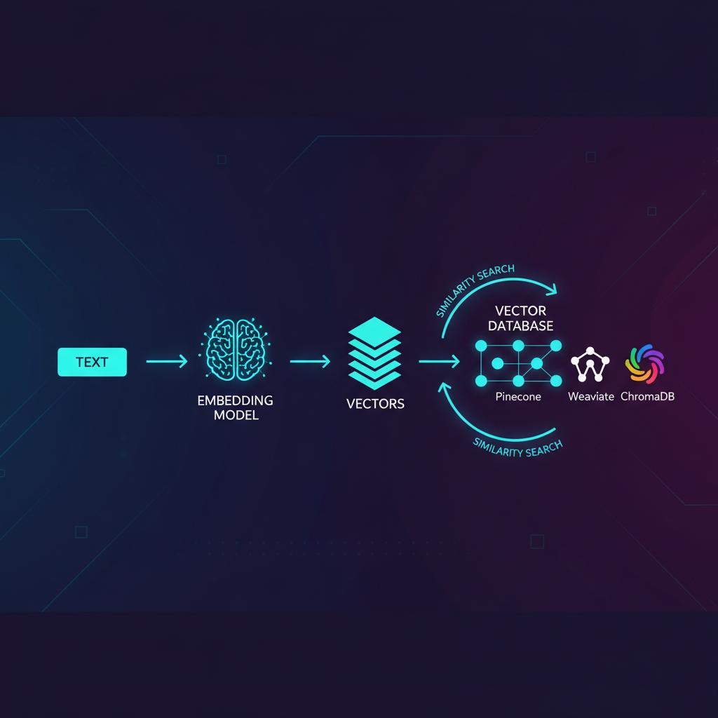 Ilustração técnica representando tecnologia relacionado a Vector Databases: O Guia Essencial para Busca Semâ incluindo Emb...