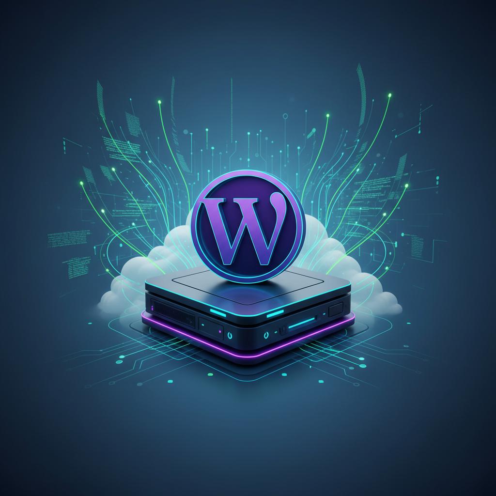 Ilustração técnica representando tecnologia relacionado a WordPress: Dominando o CMS Mais Usado do Mundo