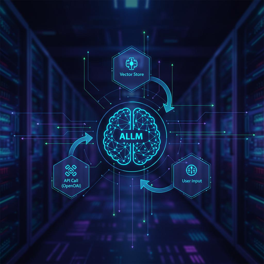 Ilustração técnica representando tecnologia relacionado a Desvendando LLMs: Guia Prático de Implementação co