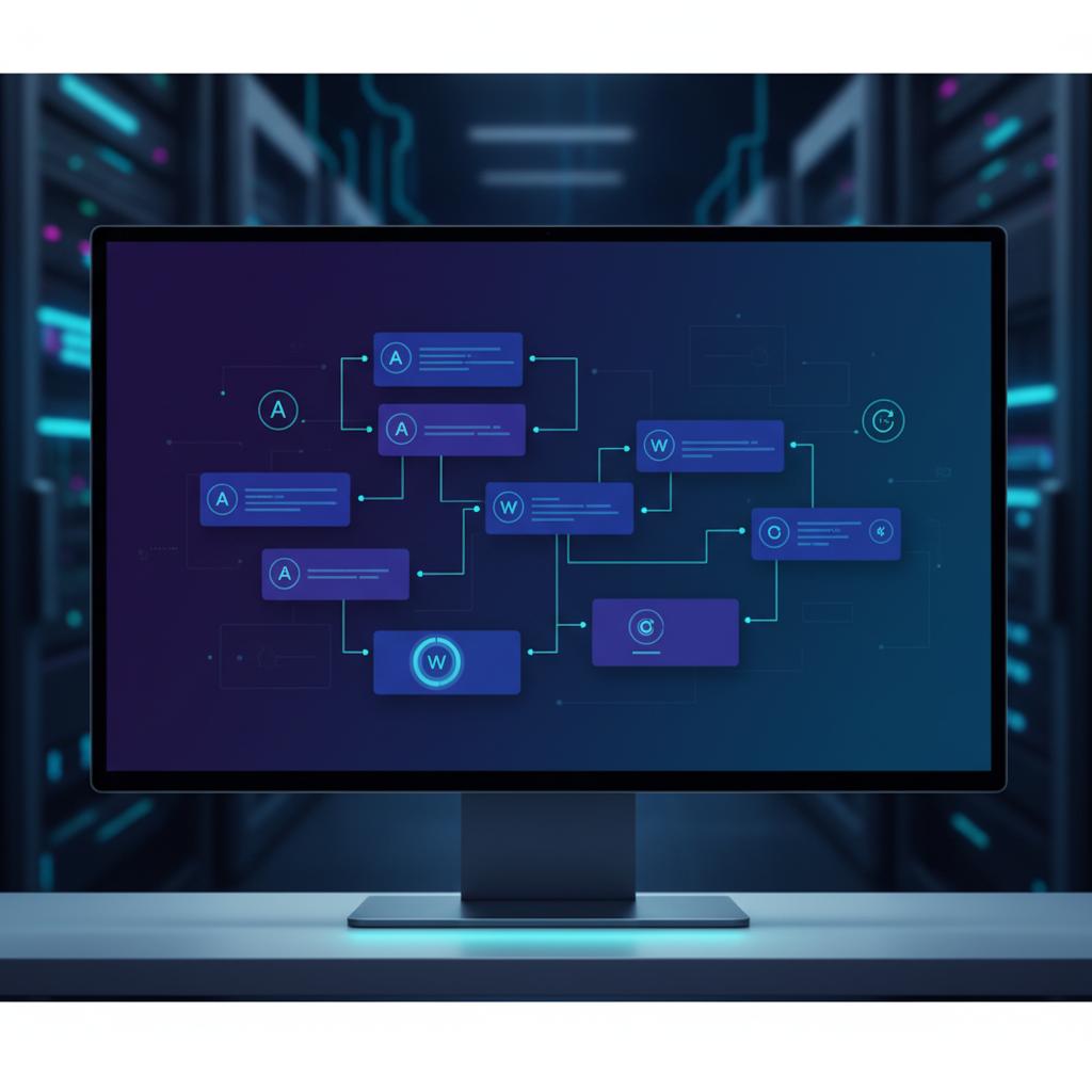 Ilustração técnica representando tecnologia relacionado a Typebot: Automação Conversacional sem Código na Pr incluindo Cha...