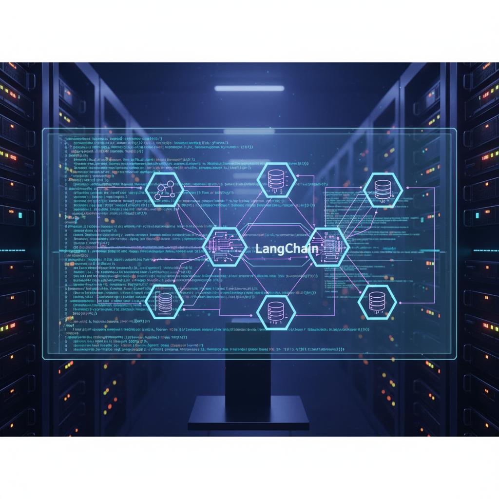 Ilustração técnica representando tecnologia relacionado a Dominando LLMs: Da Teoria à Implementação com Lang