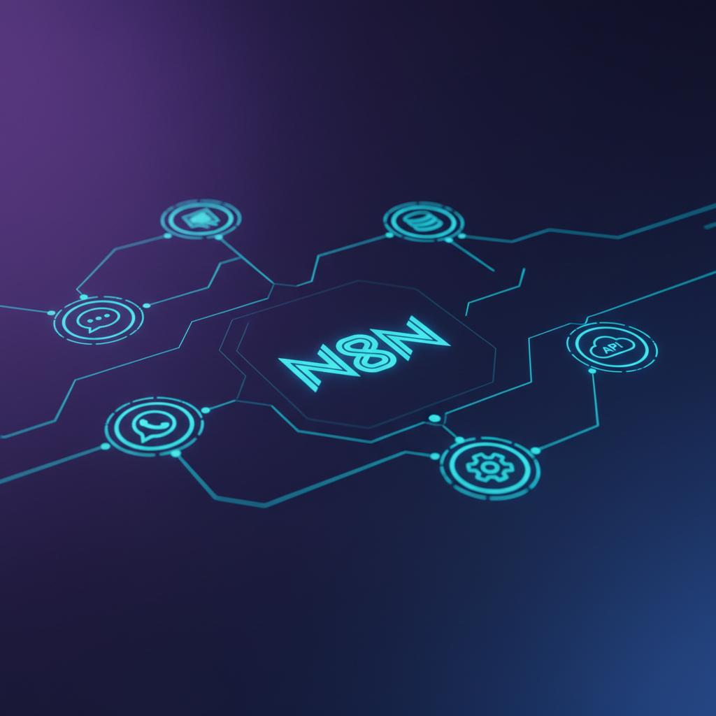 Ilustração técnica representando tecnologia relacionado a N8N: Domine a Automação Sem Código com Workflows