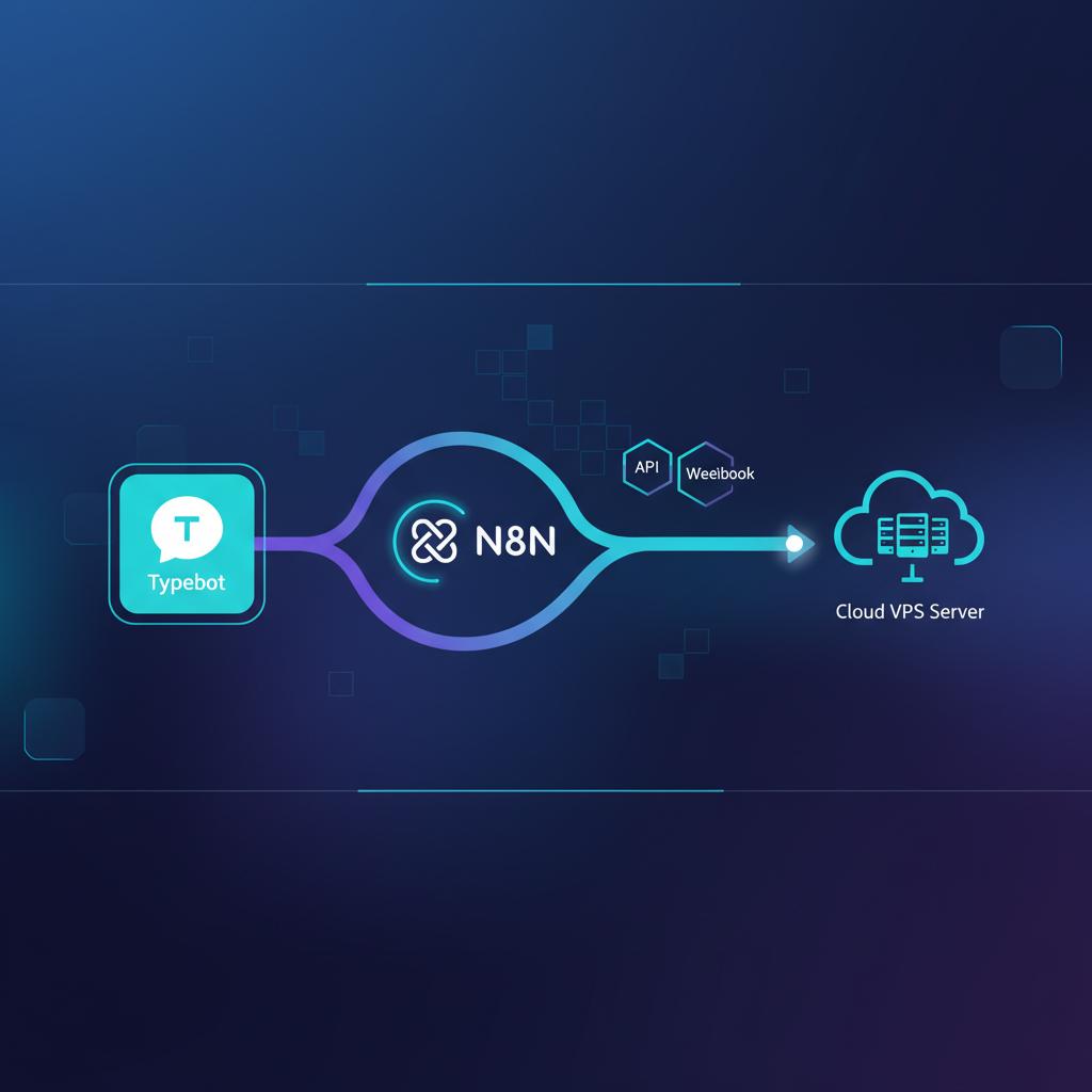 Ilustração técnica representando tecnologia relacionado a Typebot: Automação Conversacional com N8N e VPS incluindo Chatbot