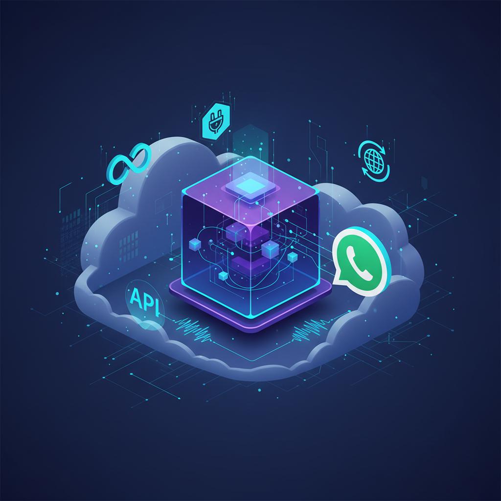 Ilustração técnica representando tecnologia relacionado a Evolution API: Guia Completo para WhatsApp Busines incluindo Wha...