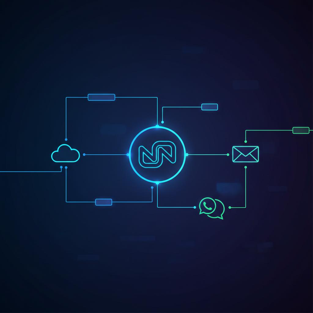Ilustração técnica representando tecnologia relacionado a N8N: Automação Poderosa sem Código para Workflows 