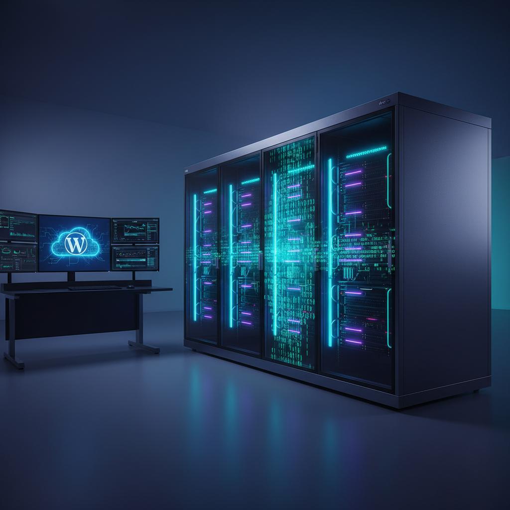 Ilustração técnica representando tecnologia relacionado a WordPress: O Guia Completo para Websites de Sucess incluindo VPS