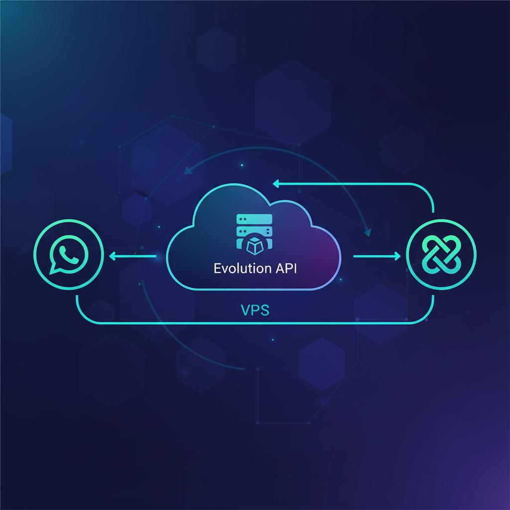 Ilustração técnica representando tecnologia relacionado a Evolution API: Guia Completo para WhatsApp Busines incluindo Wha...