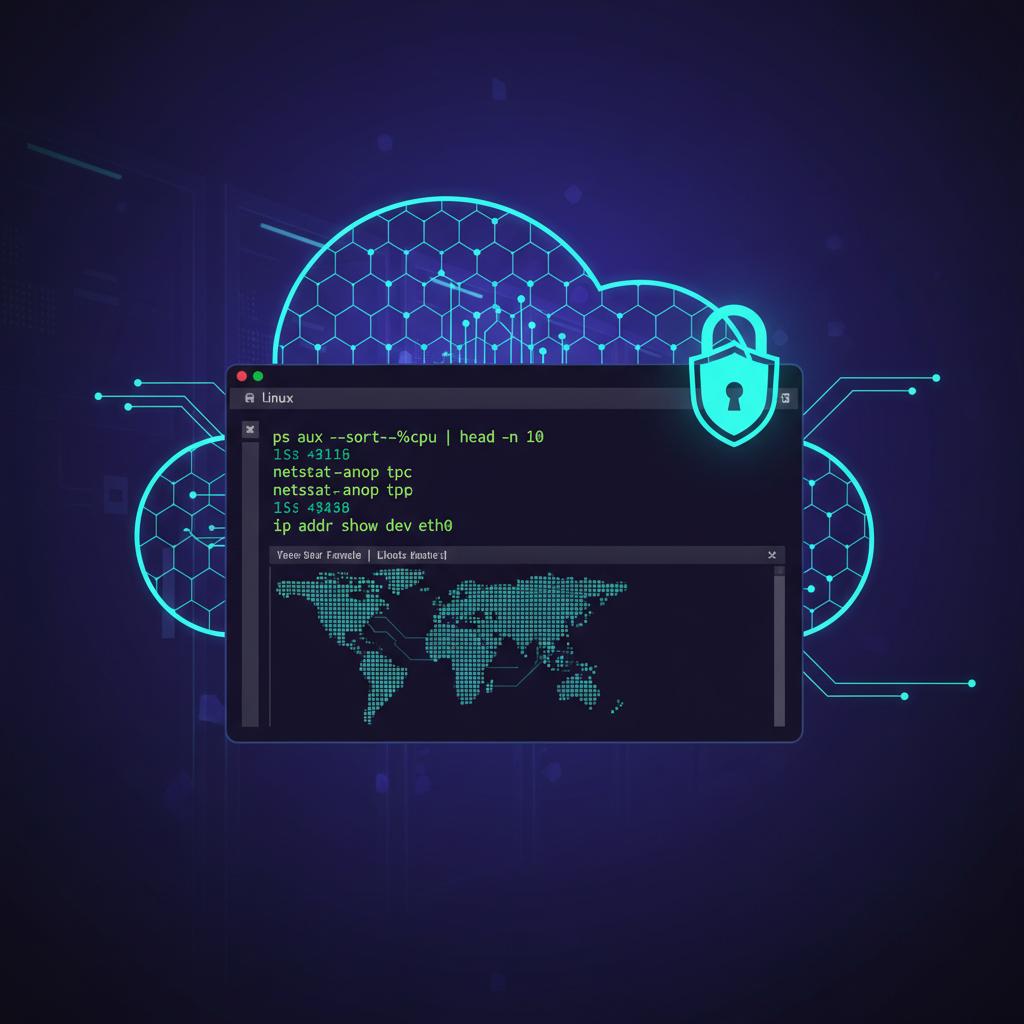 Ilustração técnica representando tecnologia relacionado a Linux: O Pilar da Infraestrutura Cloud Moderna incluindo Ubuntu