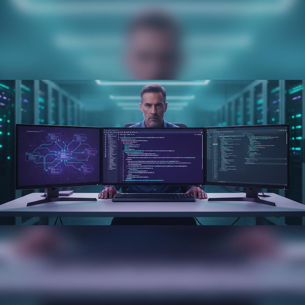 Ilustração técnica representando tecnologia relacionado a Domine a Programação: Python, JS e Melhores Prátic