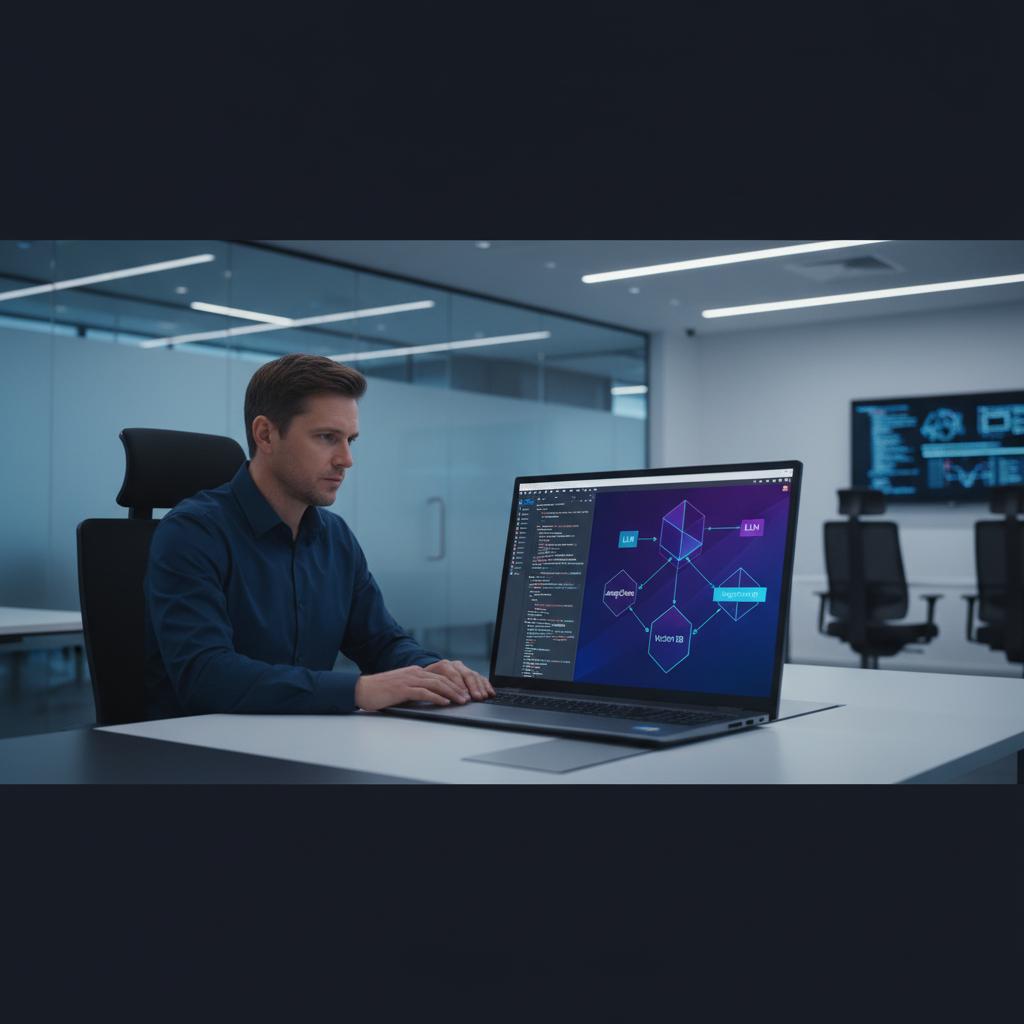 Ilustração técnica representando tecnologia relacionado a Dominando LLMs e IA: Guia Completo para Implementa incluindo OpenAI