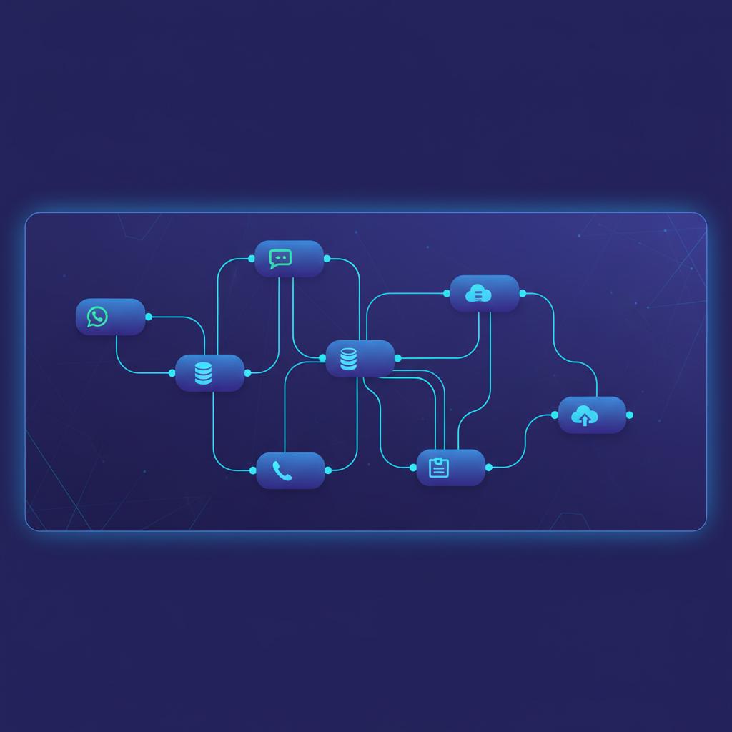 Ilustração técnica representando tecnologia relacionado a N8N: Automação Poderosa para Integrações Complexas