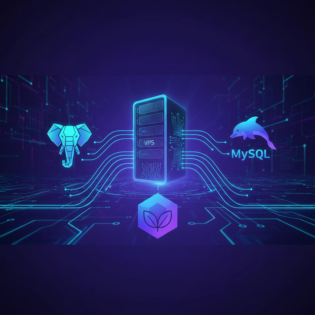 Ilustração técnica representando tecnologia relacionado a PostgreSQL vs MySQL vs MongoDB: Guia de Bancos de 