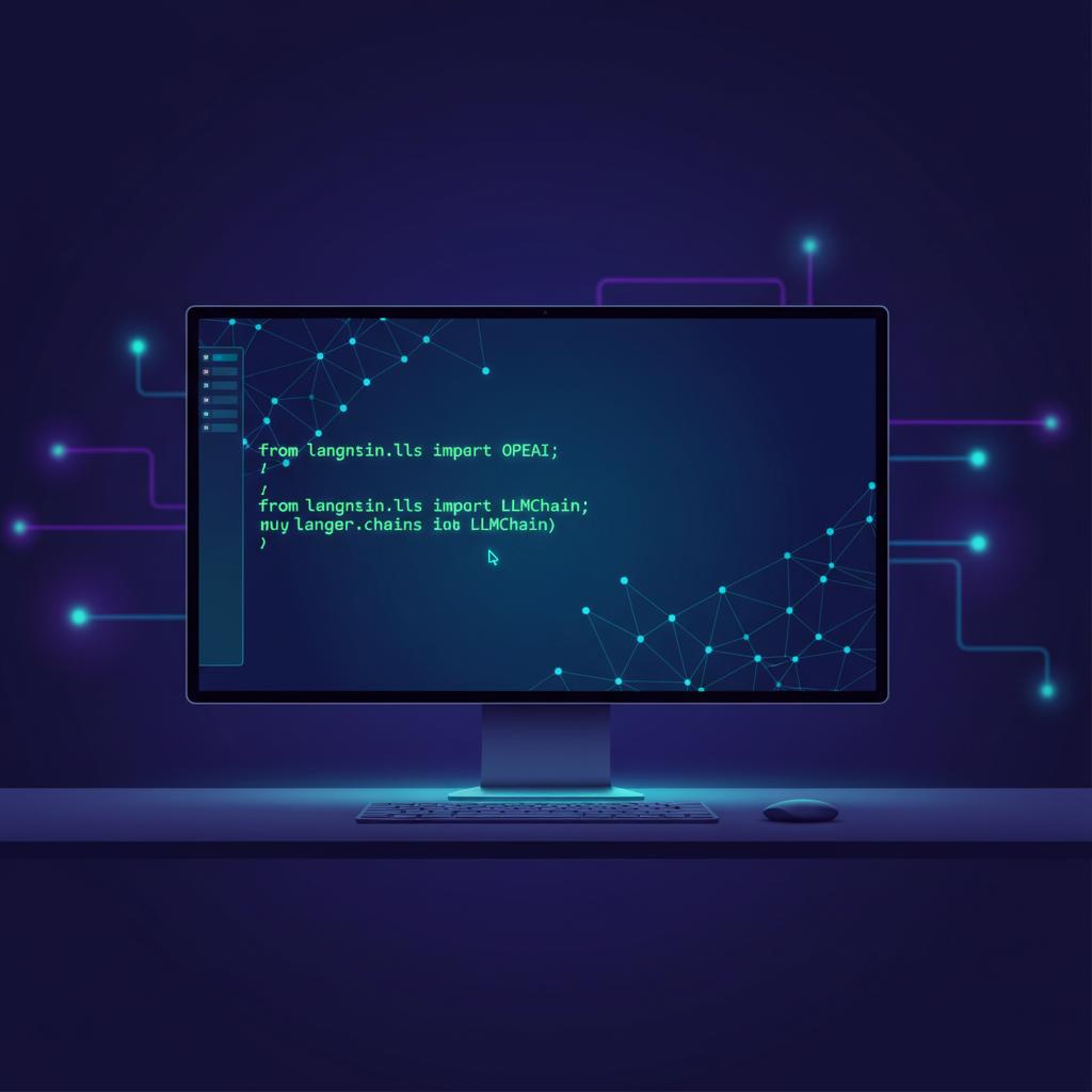 Ilustração técnica representando tecnologia relacionado a Desvendando LLMs: Do ChatGPT API à Automação com L incluindo OpenAI