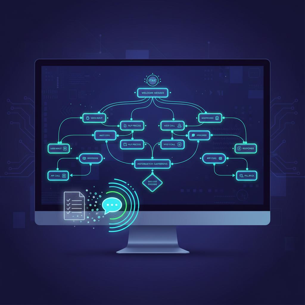 Ilustração técnica representando tecnologia relacionado a Typebot: Crie Chatbots Conversacionais Poderosos