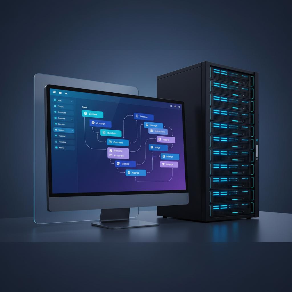 Ilustração técnica representando tecnologia relacionado a Typebot: Automação Conversacional de Alto Nível incluindo Chatbot