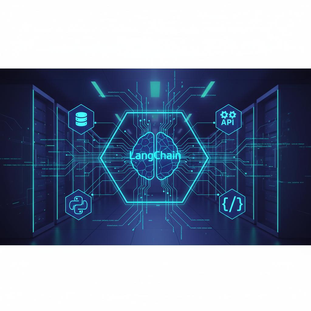 Ilustração técnica representando tecnologia relacionado a Desvendando LLMs: Guia Prático com LangChain e Ope