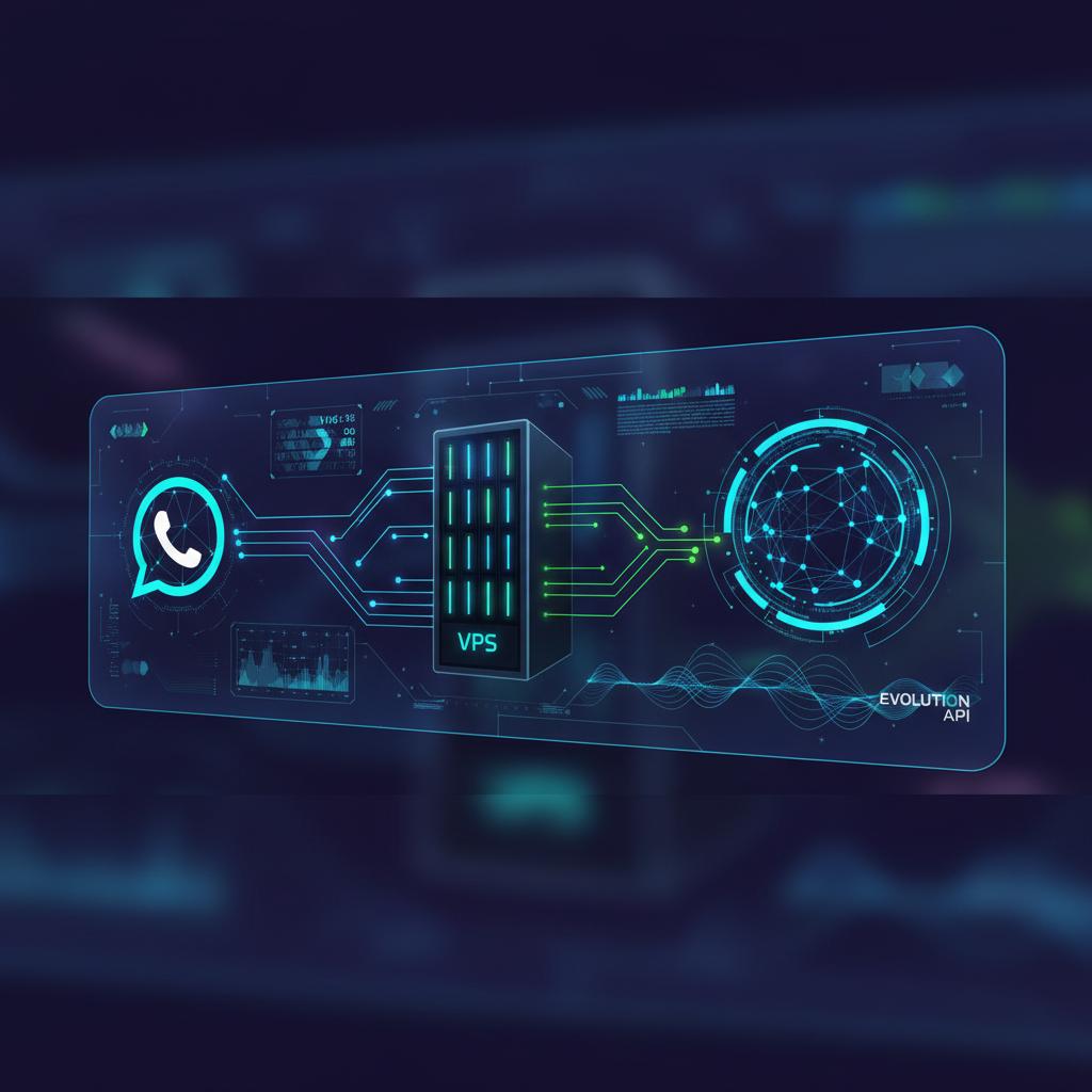 Ilustração técnica representando tecnologia relacionado a Evolution API: Guia Completo para WhatsApp Automat incluindo Wha...