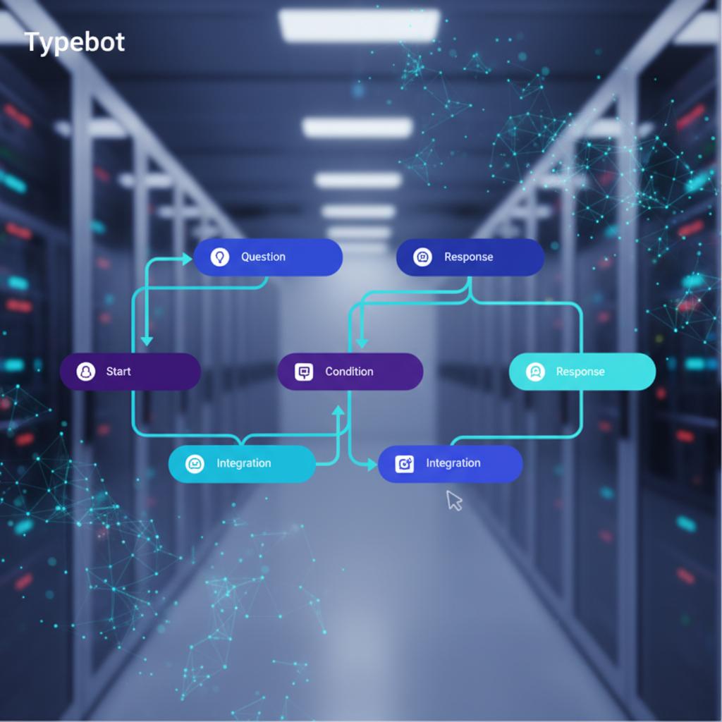 Ilustração técnica representando tecnologia relacionado a Typebot: Construa Chatbots Inteligentes com Fluxos