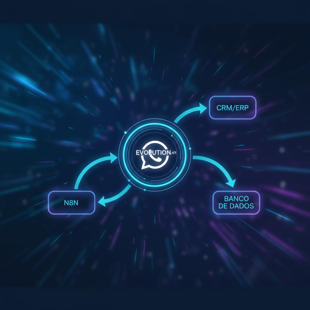 Ilustração técnica representando tecnologia relacionado a Evolution API: Guia Completo para WhatsApp Oficial incluindo Wha...
