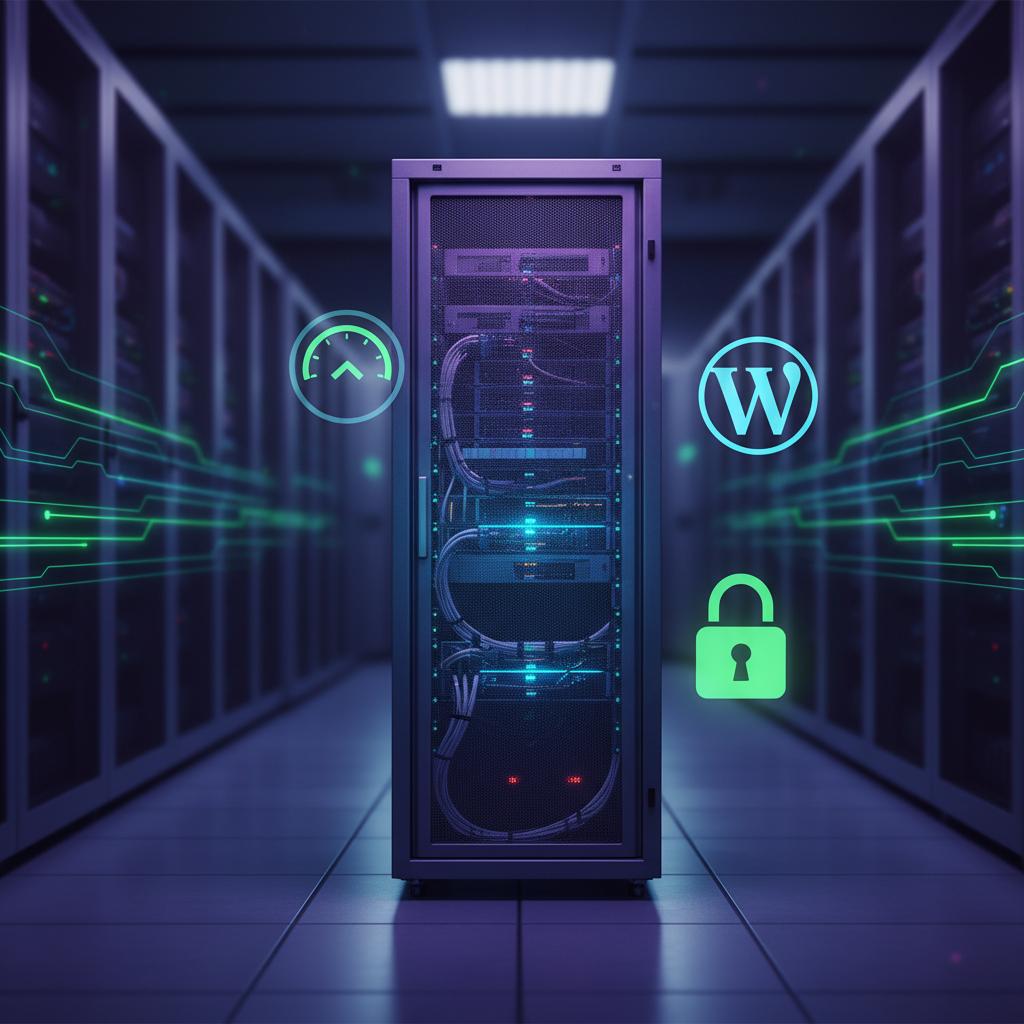 Ilustração técnica representando tecnologia relacionado a WordPress: Guia Completo de Hospedagem, Segurança  incluindo Hos...