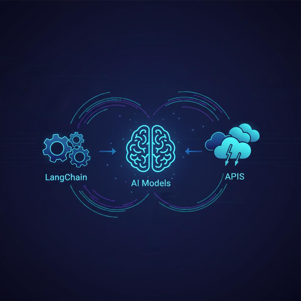 Ilustração técnica representando tecnologia relacionado a Desvendando LLMs: Da OpenAI ao LangChain e Aplicaç