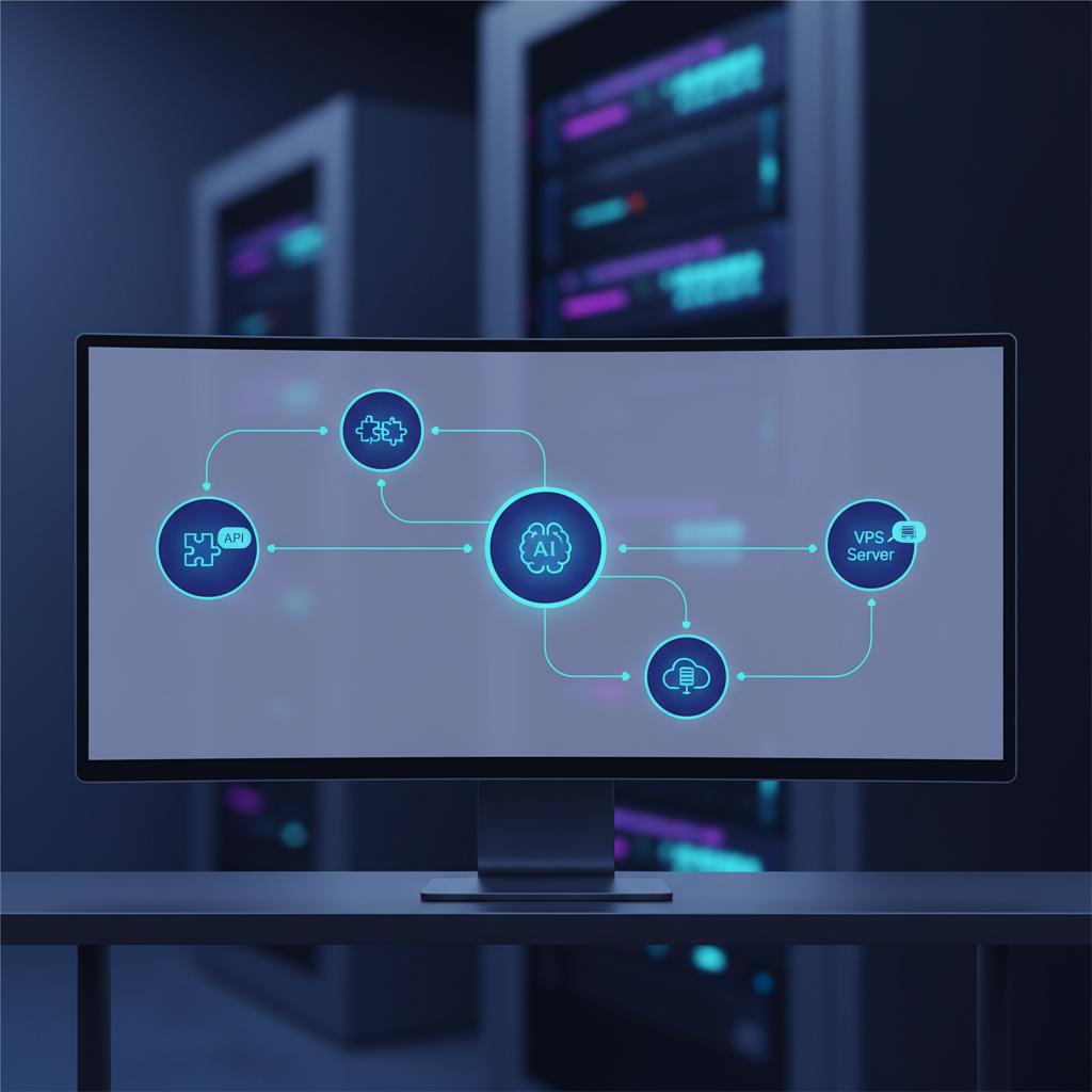 Ilustração técnica representando tecnologia relacionado a Typebot: O Segredo da Conversação Realista em Chat