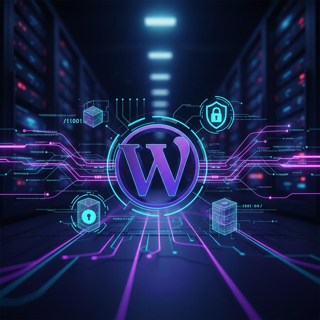 Ilustração técnica representando tecnologia relacionado a WordPress: Domine o CMS Líder para Websites em 202