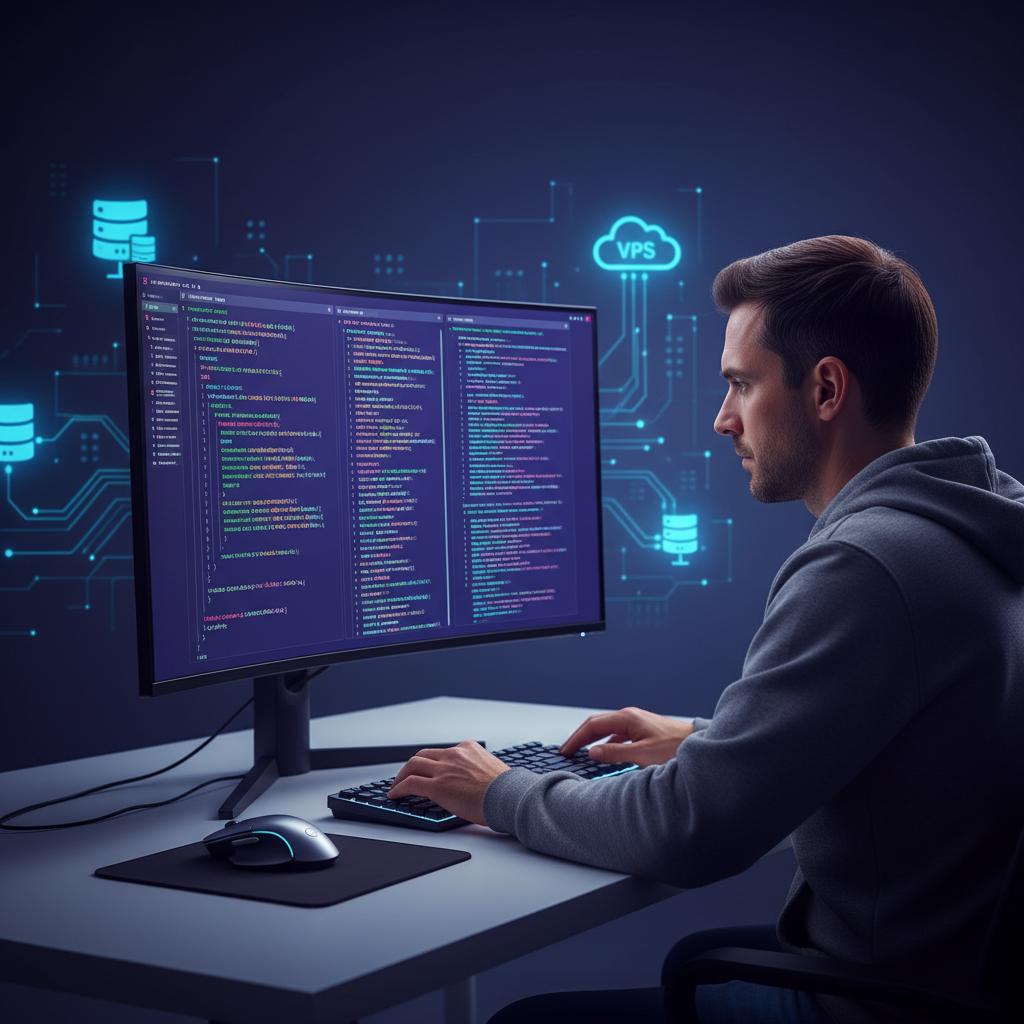 Ilustração técnica representando tecnologia relacionado a Programação: Domine Python, JS e Otimize Seu Códig