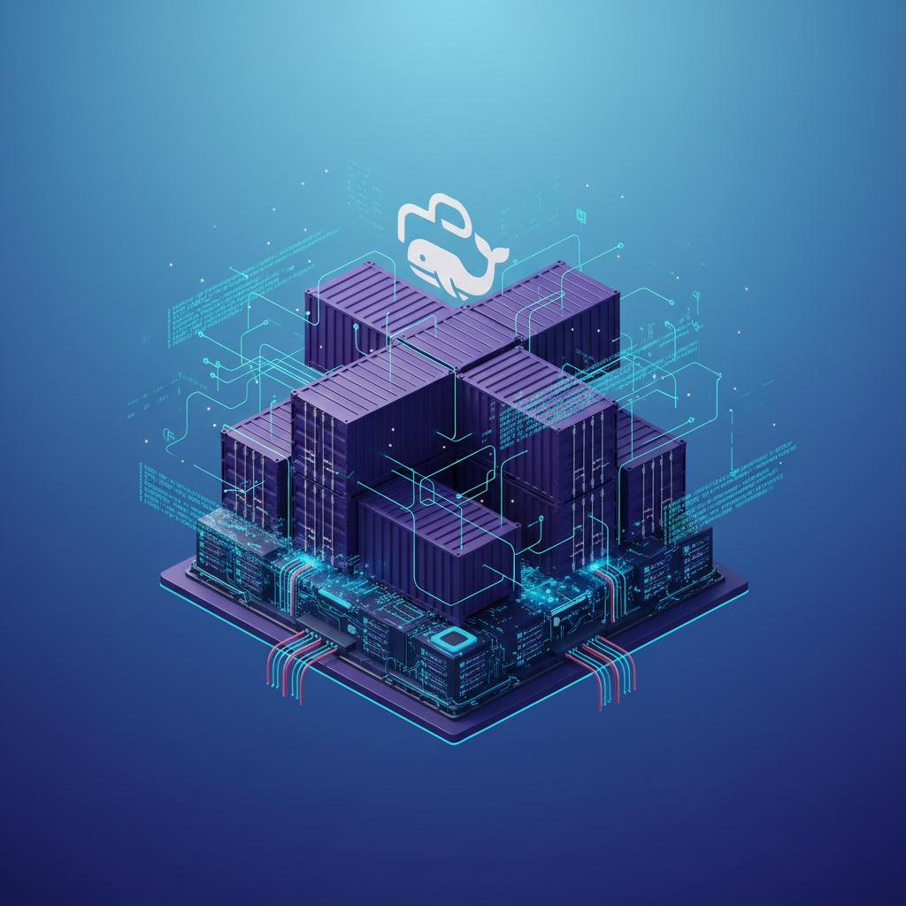 Ilustração técnica representando tecnologia relacionado a Docker: Guia Completo para Containers e DevOps