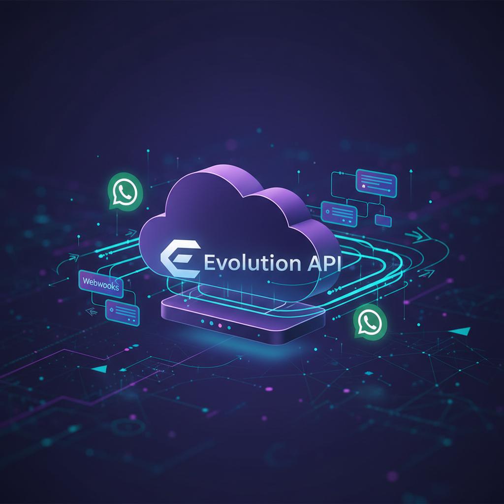 Ilustração técnica representando tecnologia relacionado a Evolution API: Guia Completo para WhatsApp Busines incluindo Wha...