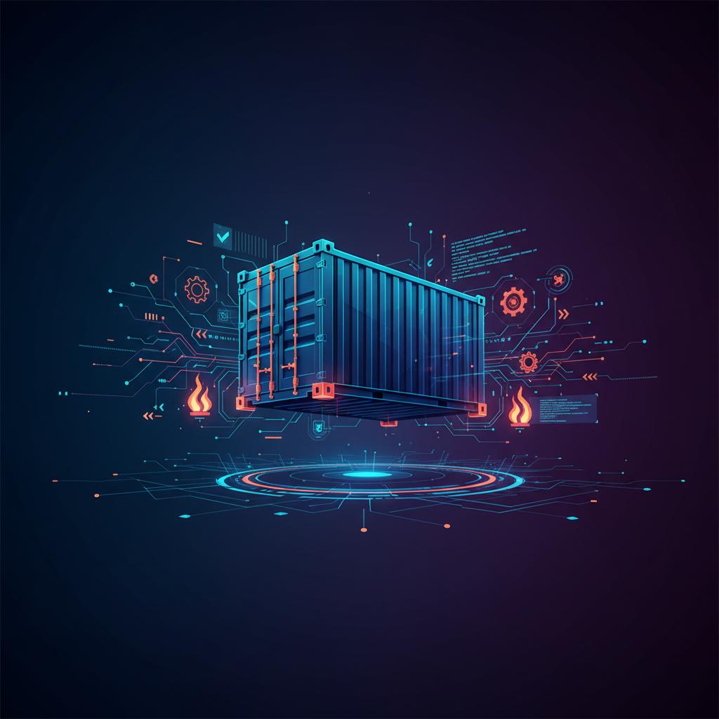 Ilustração técnica representando tecnologia relacionado a Dominando Docker: Do Conceito ao Deploy em Produçã incluindo Con...