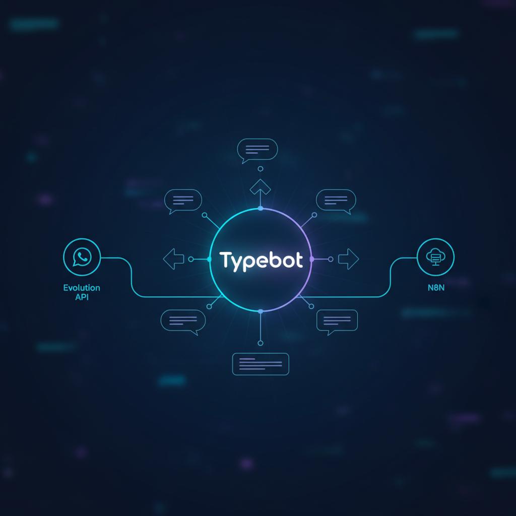 Ilustração técnica representando tecnologia relacionado a Typebot: Automação Conversacional Poderosa para se incluindo Cha...
