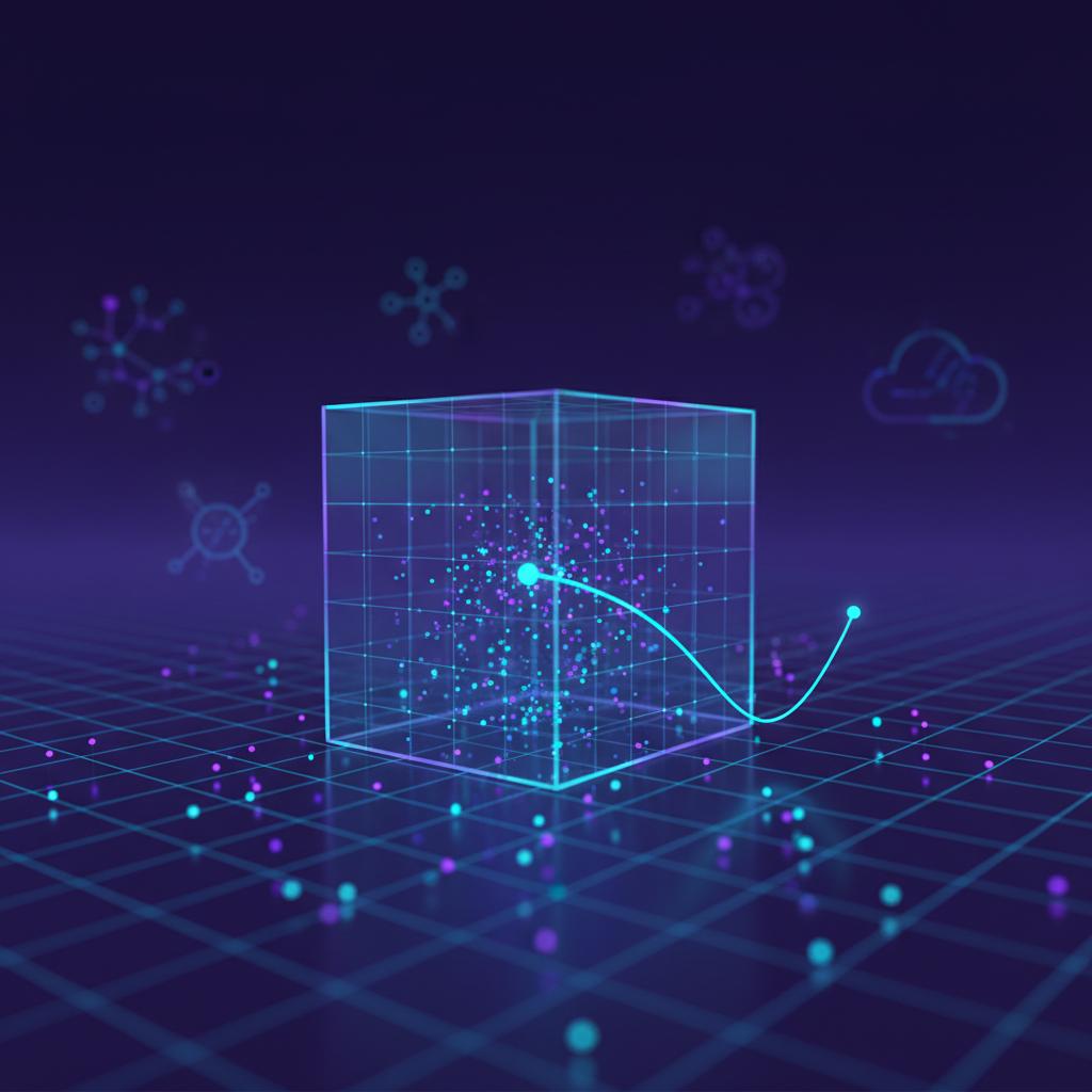 Ilustração técnica representando tecnologia relacionado a Bancos de Dados Vetoriais: Otimizando Busca Semânt incluindo Vec...