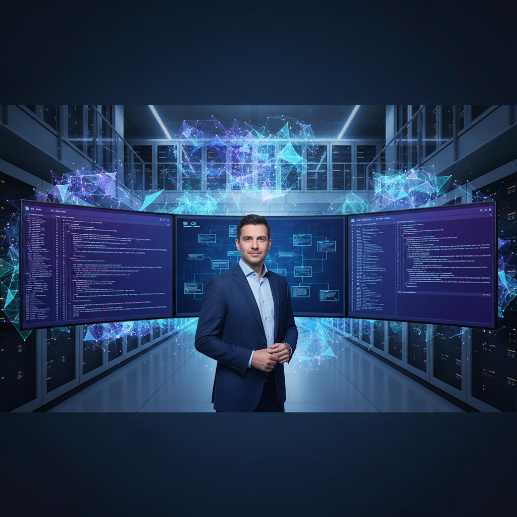 Ilustração técnica representando tecnologia relacionado a Dominando LLMs: Integração e Automação Prática com incluindo Lan...