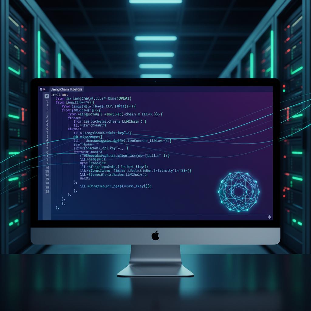 Ilustração técnica representando tecnologia relacionado a Dominando LLMs: Guia Prático com LangChain e OpenA