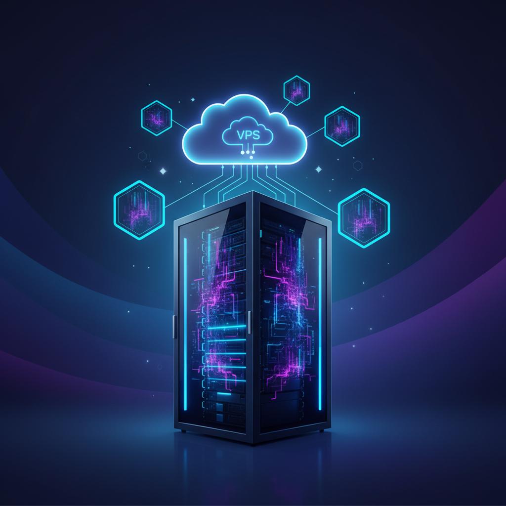 Ilustração técnica representando tecnologia relacionado a VPS: Guia Completo de Servidores Virtuais e Cloud incluindo Serv...